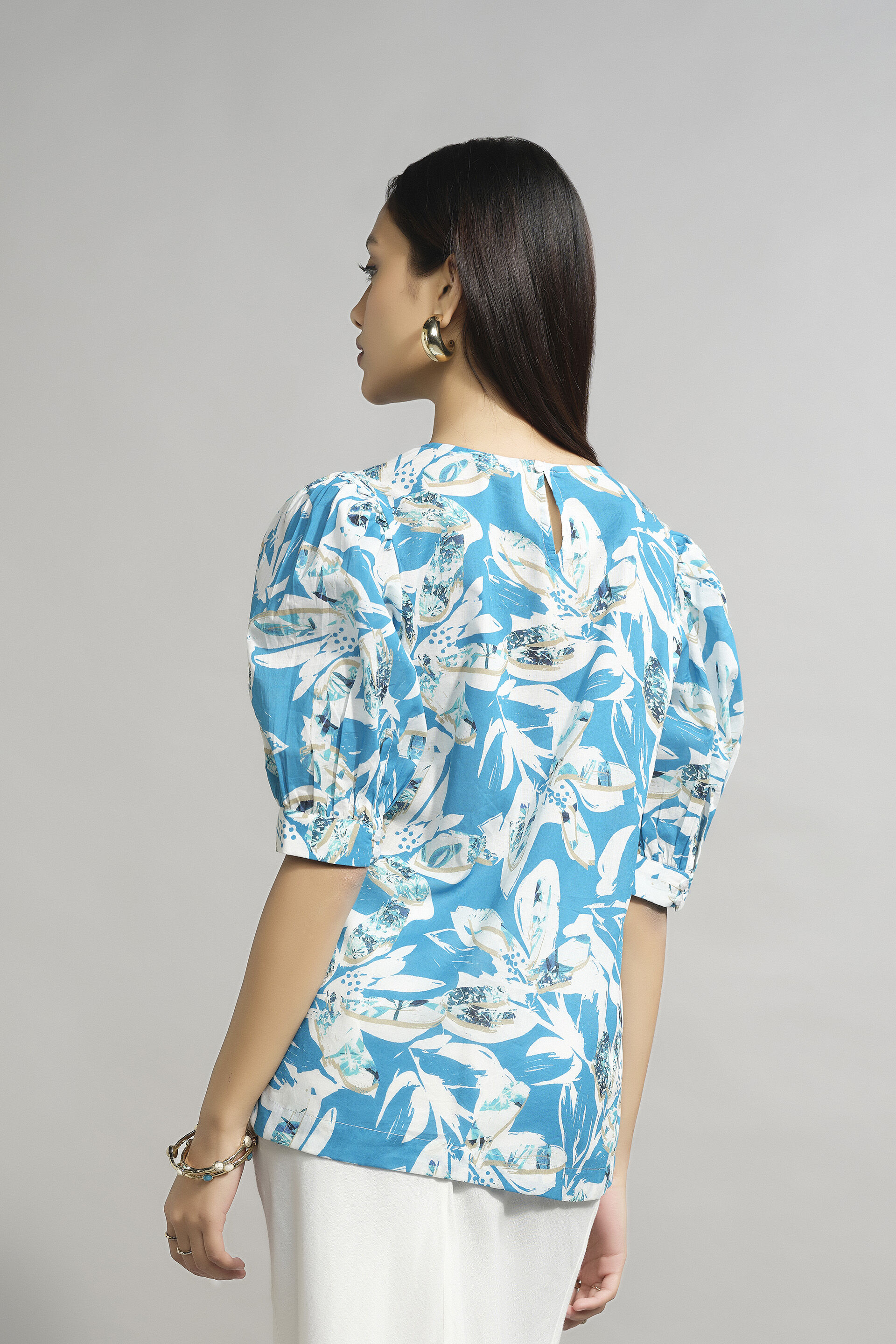 Wild Lilies Top, Blue, image 4